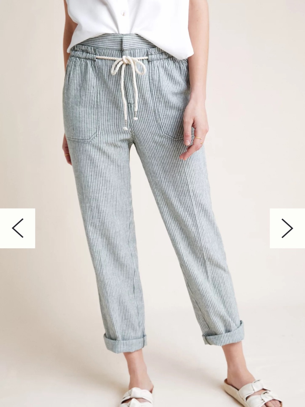 Anthropologie Seashore Striped Linen Cotton Drawstring Pants, XS, coastal boho